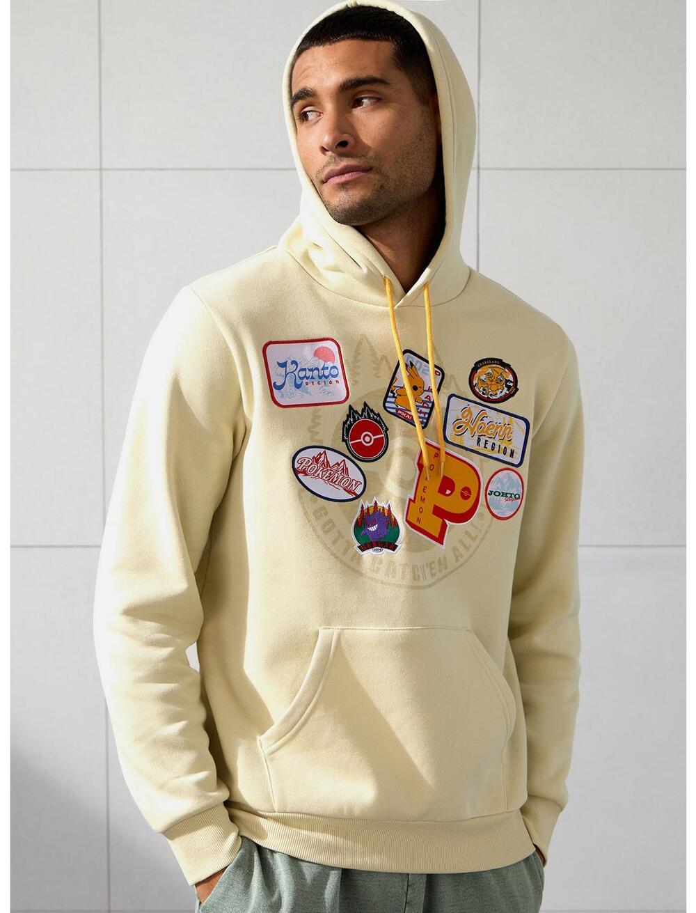 NWT BoxLunch Pokémon Badges Hoodie Sweatshirt in Cream size S